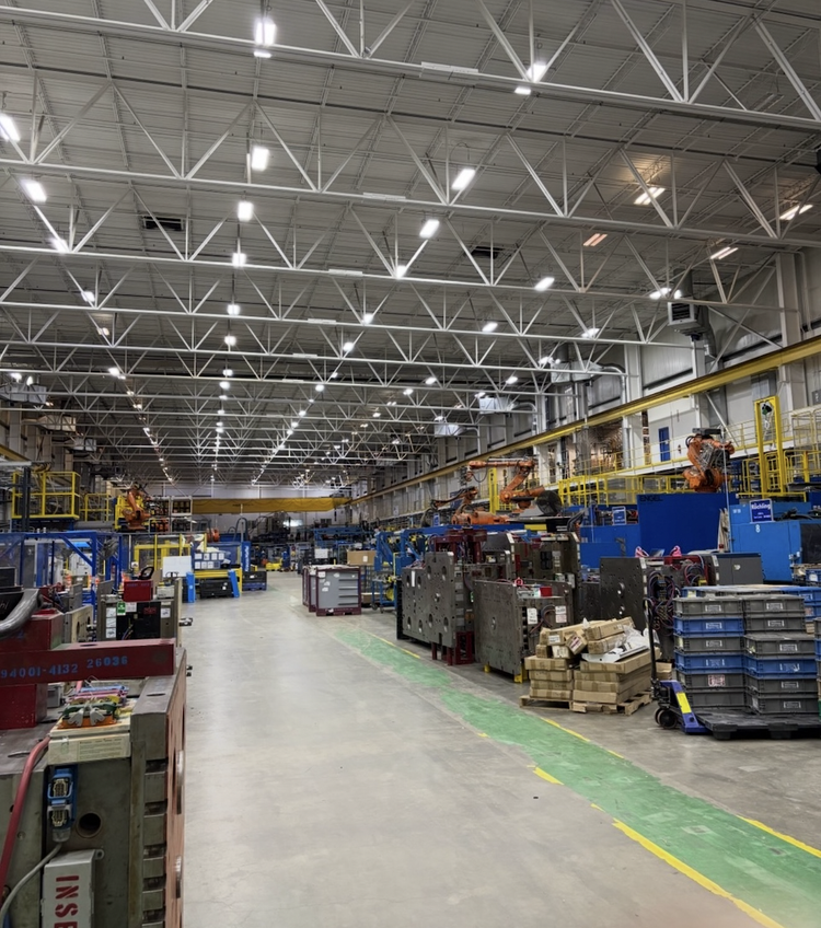 Manufacturing facility high-bay LED installation